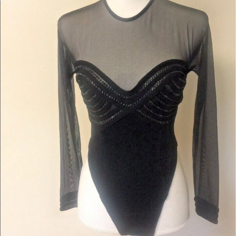 Tadaski  Women Size Small Black Body Suit Sheer